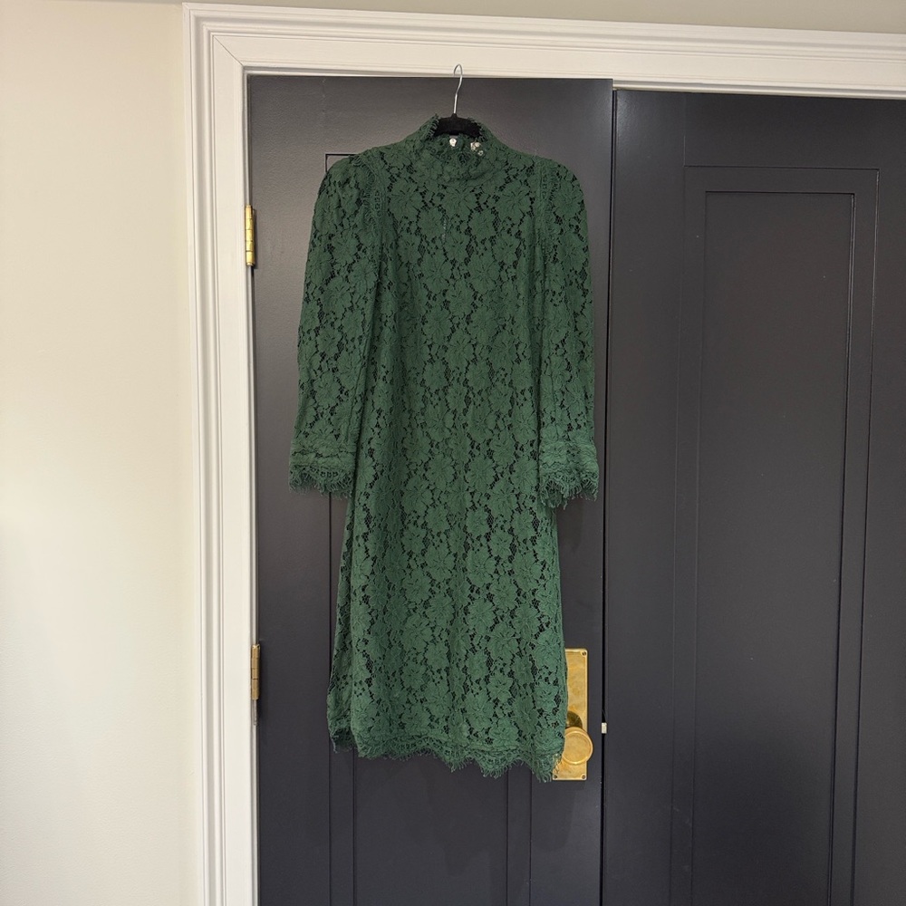 Zadig & Voltaire Emerald Green Lace Long-Sleeve Midi Dress